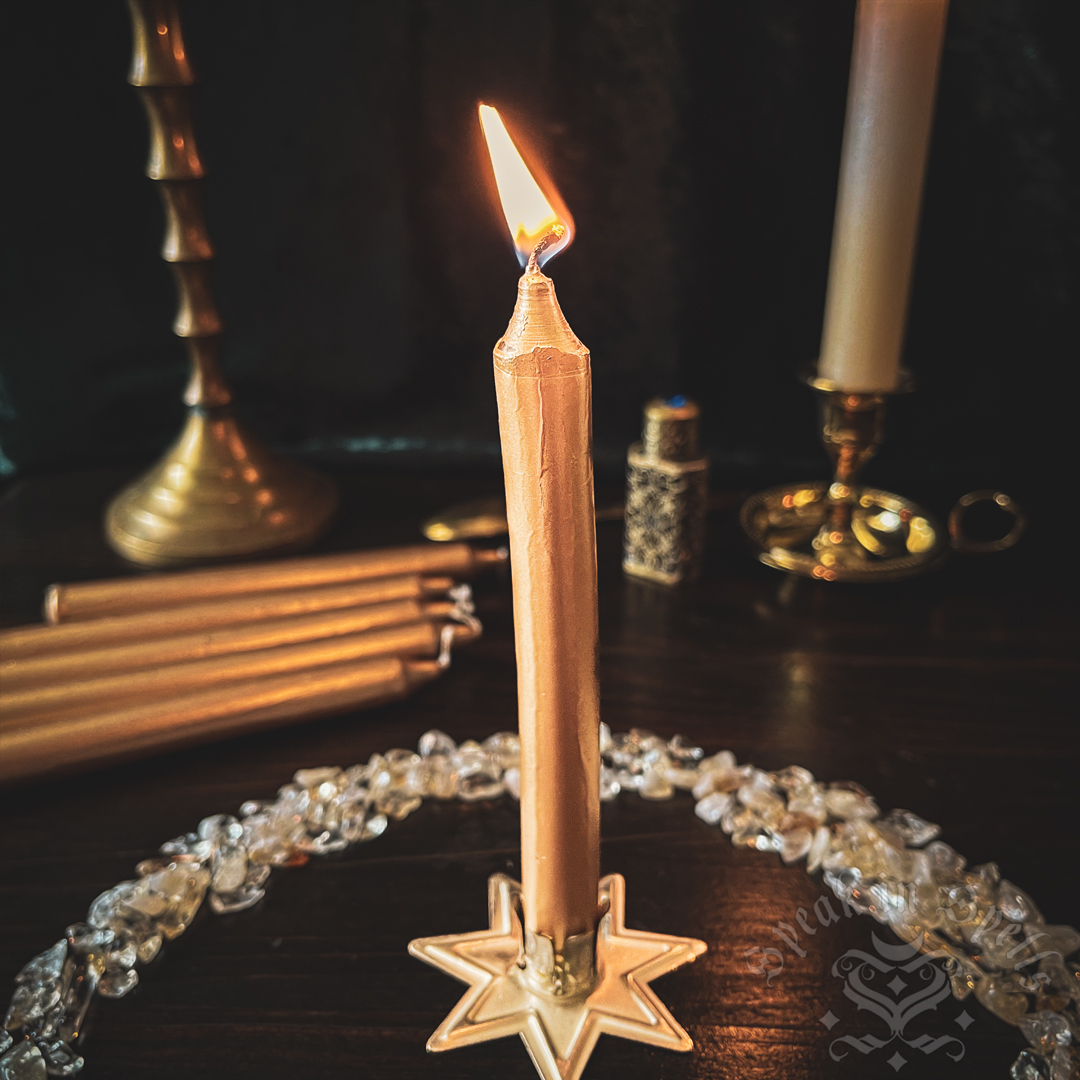 gold chime candle, australian witchcraft supplies, wiccan supplies, adelaide witchcraft store, candle magic, witchcraft wholesale, witchcraft store australia
