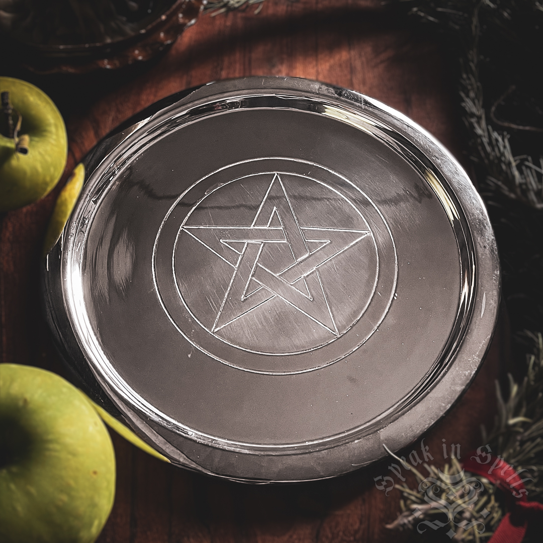Silver Pentacle Ritual Plate, australian witchcraft supplies, witchcraft wolesale, adelaide witchcraft store, pagan supplies, wiccan supplies, witchcraft store